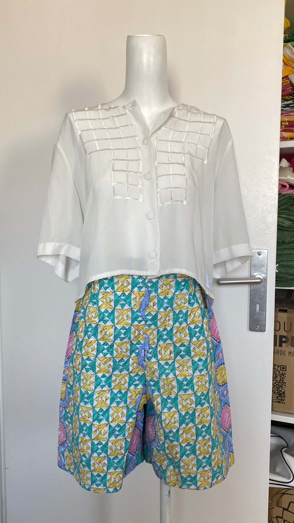 Short • T.S • Short upcyclé à motifs losanges