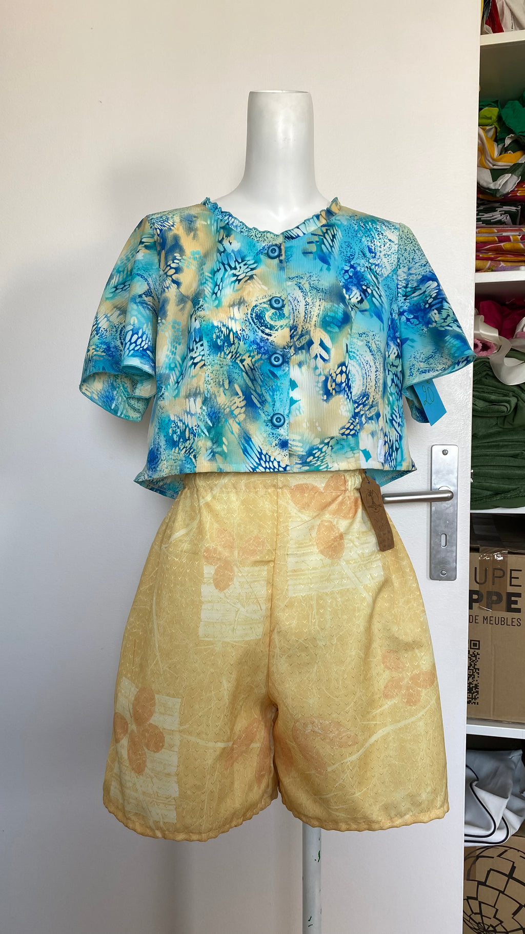 Short • T.M • Short upcyclé jaune texturé