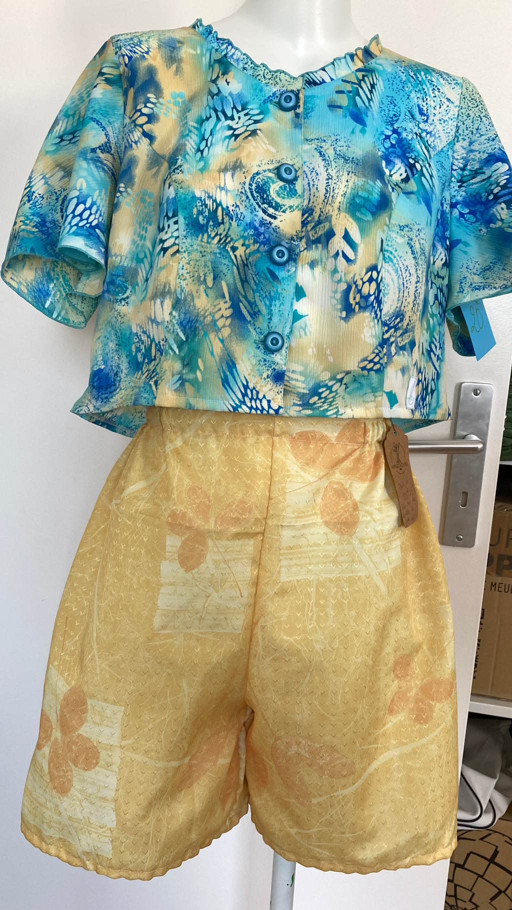 Short • T.M • Short upcyclé jaune texturé