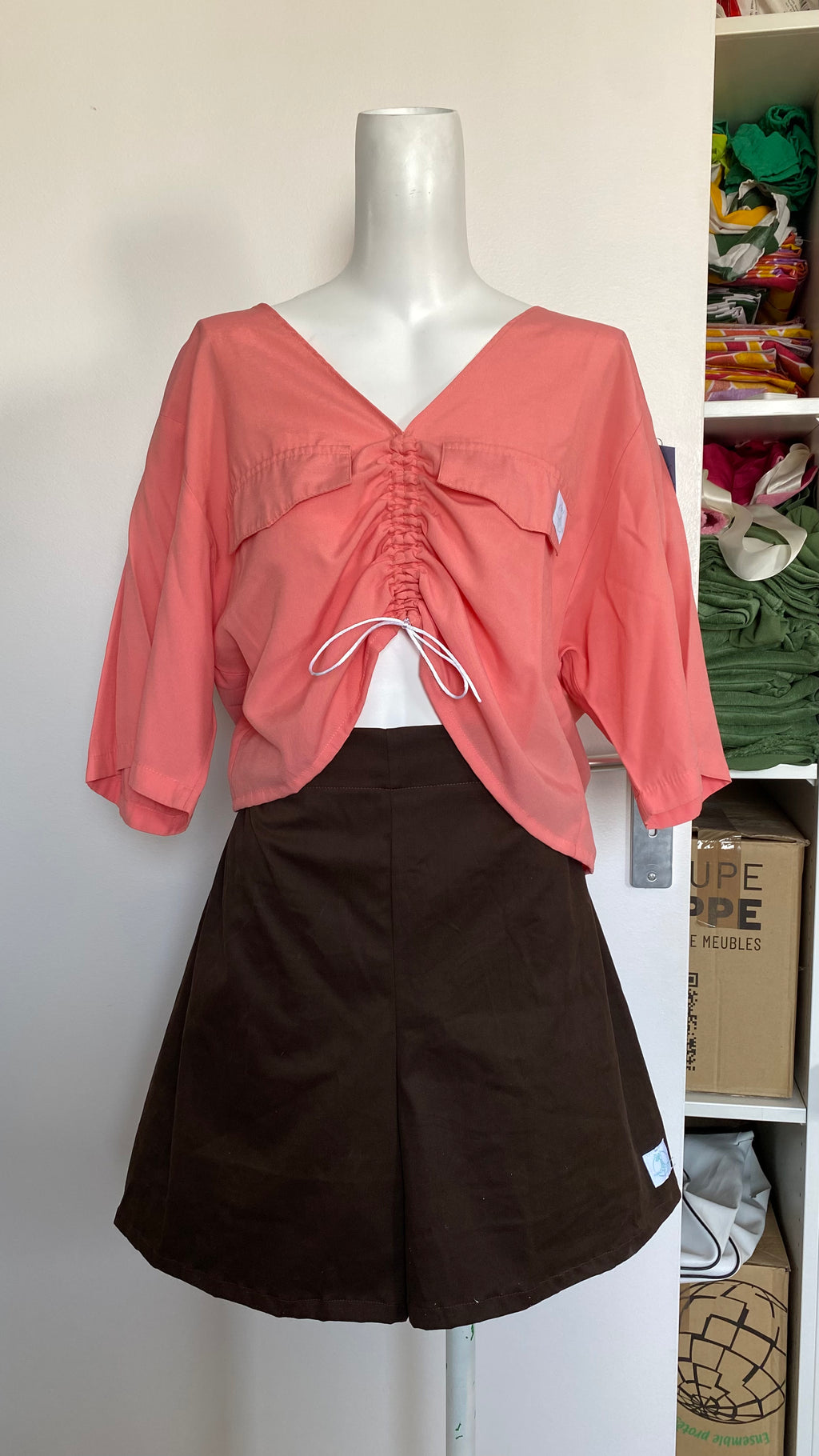 Short • T.XL • Short upcyclé marron épais