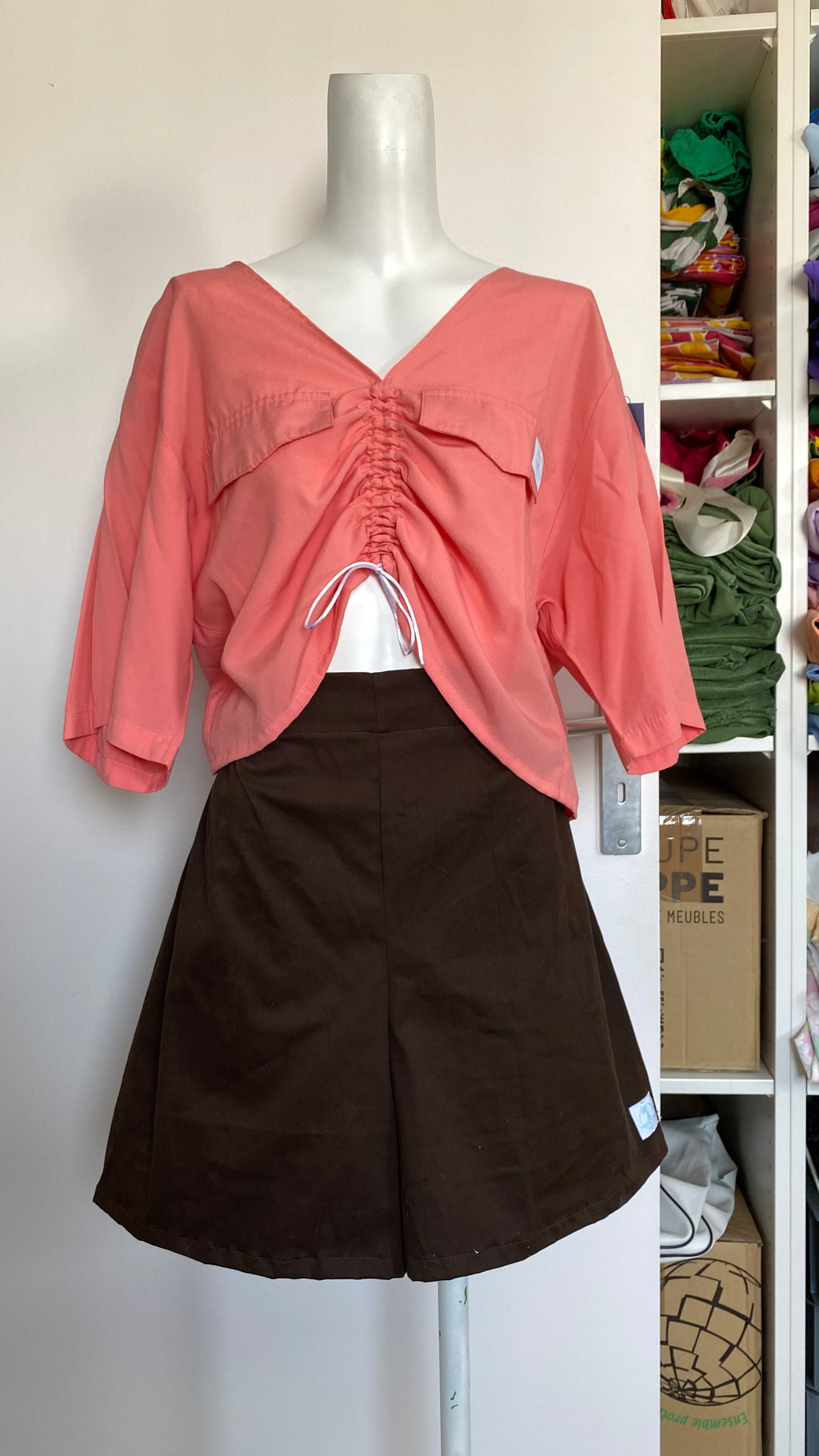 Short • T.XL • Short upcyclé marron épais