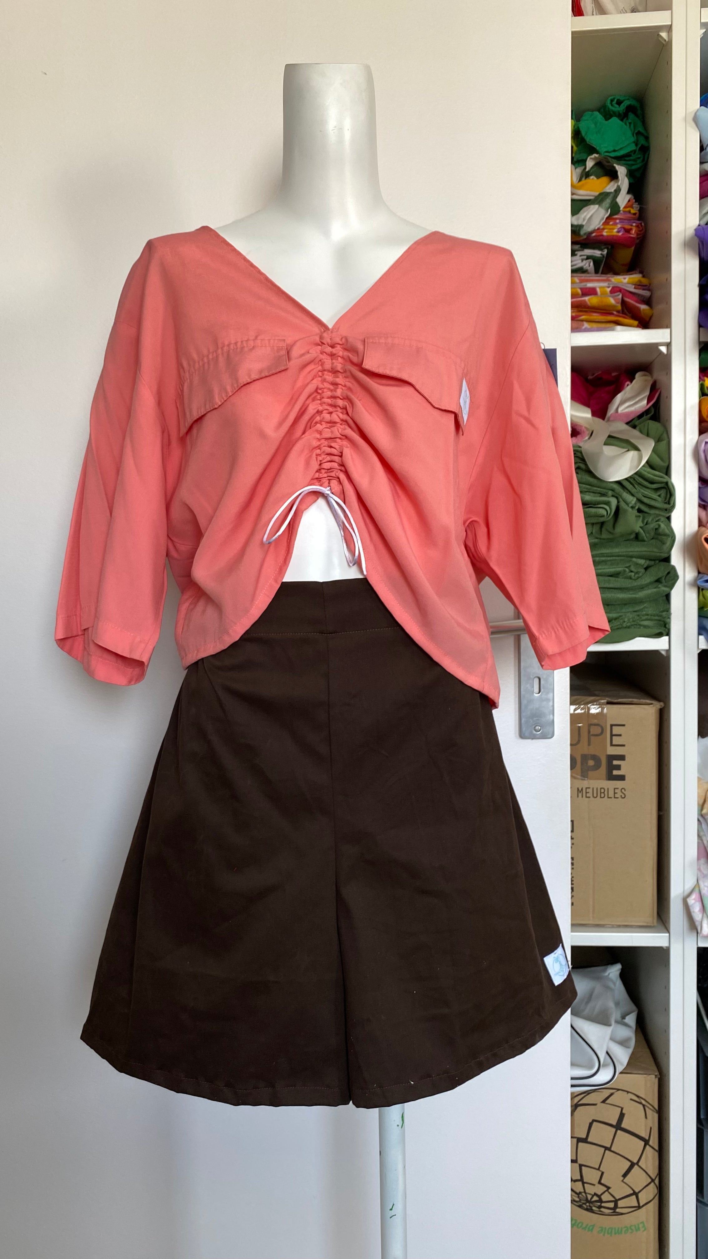 Short • T.XL • Short upcyclé marron épais