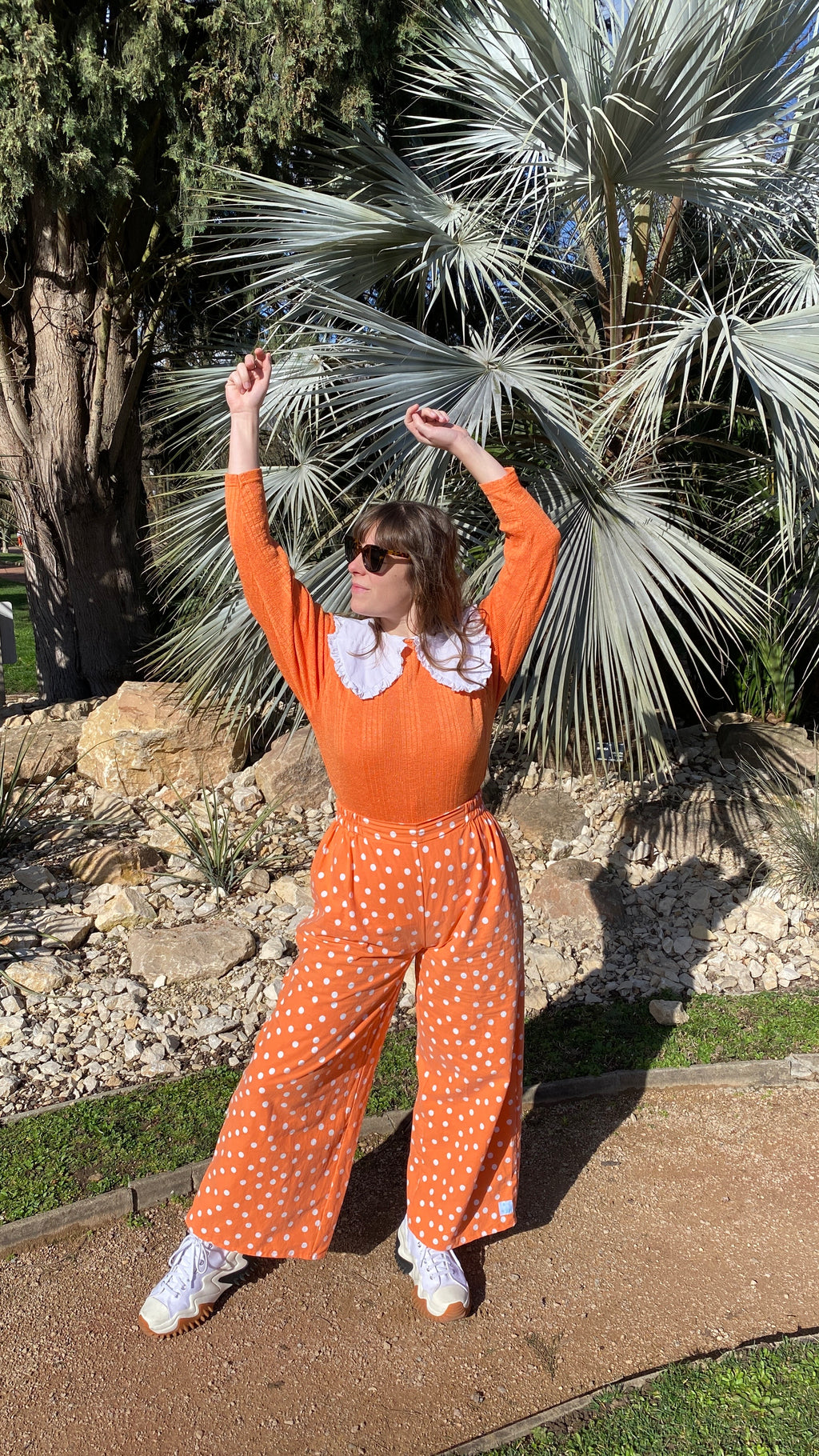 .Pants • TXS/S et T.L • Pantalon upcyclé orange à pois