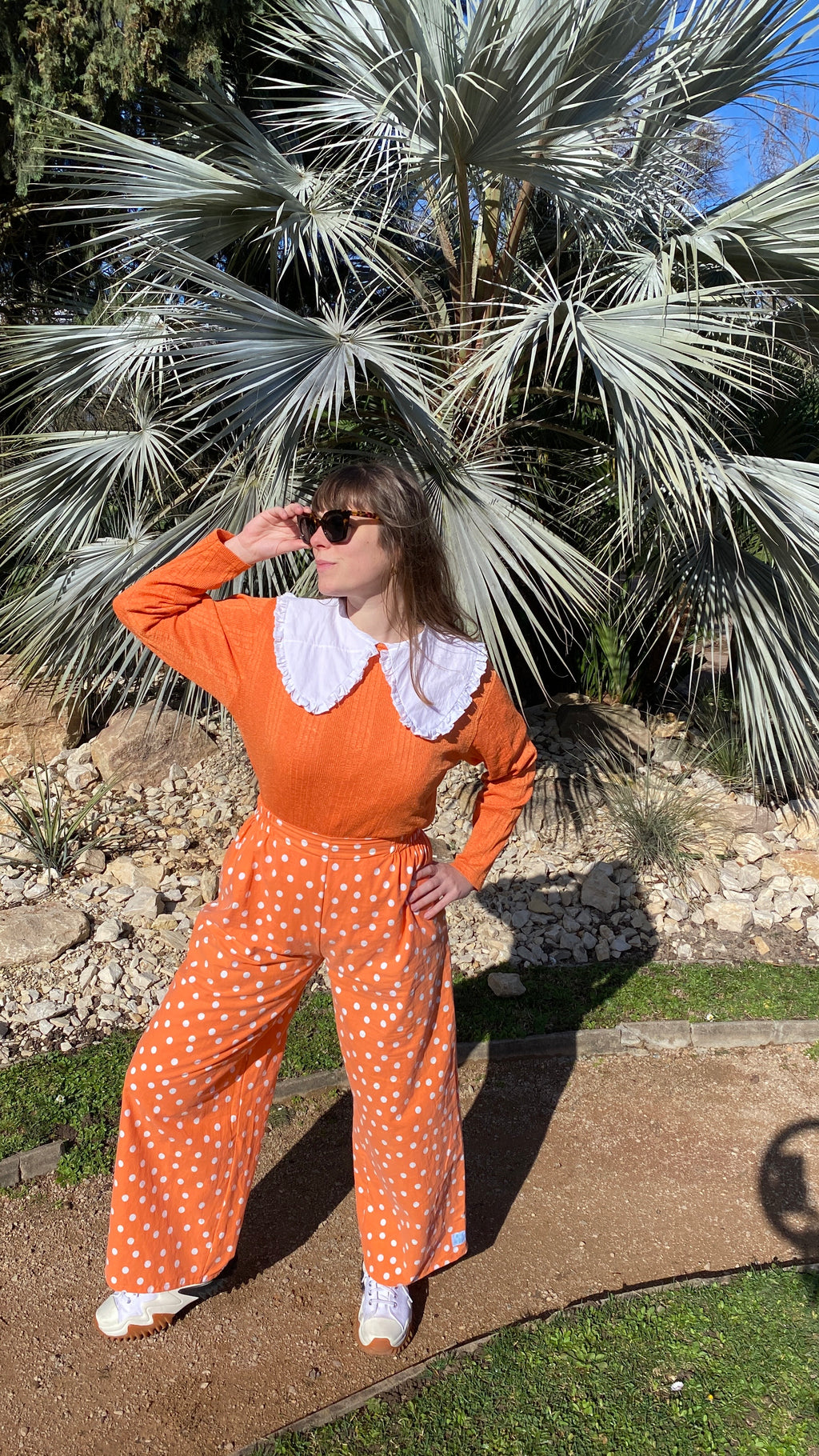 .Pants • TXS/S et T.L • Pantalon upcyclé orange à pois