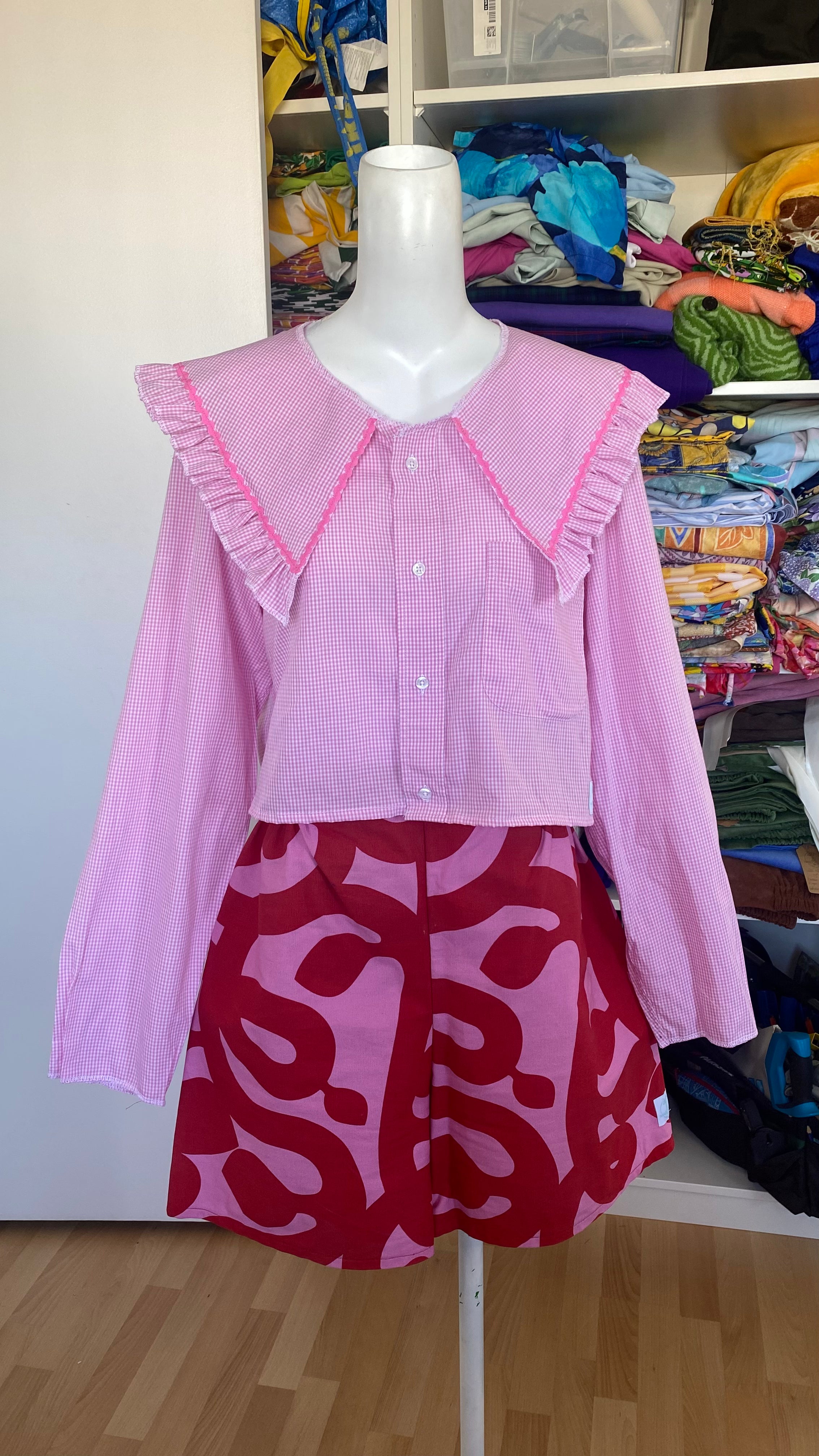 Sweaties • T.40 à 46 • Chemise grand col vichy rose