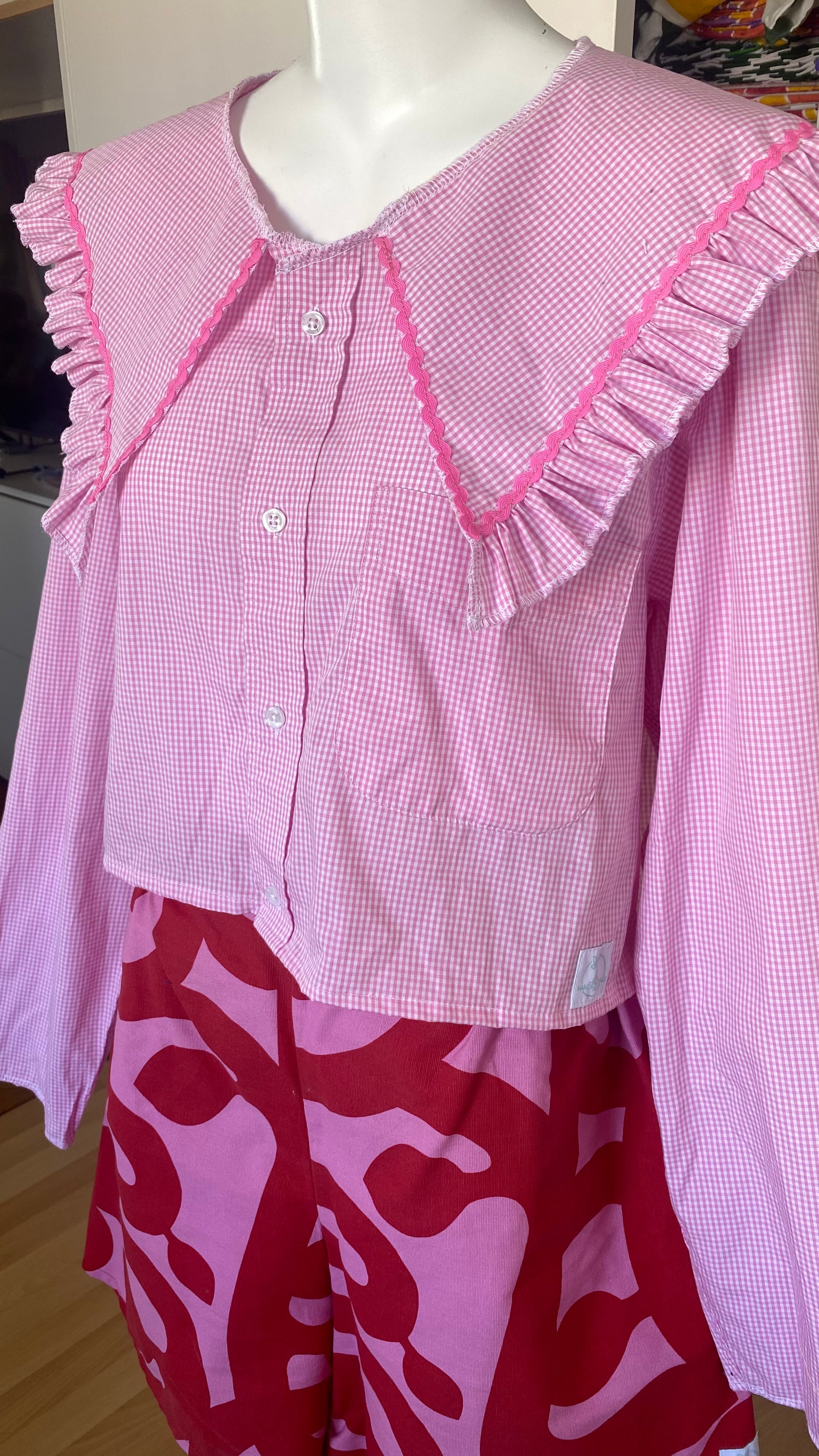 Sweaties • T.40 à 46 • Chemise grand col vichy rose