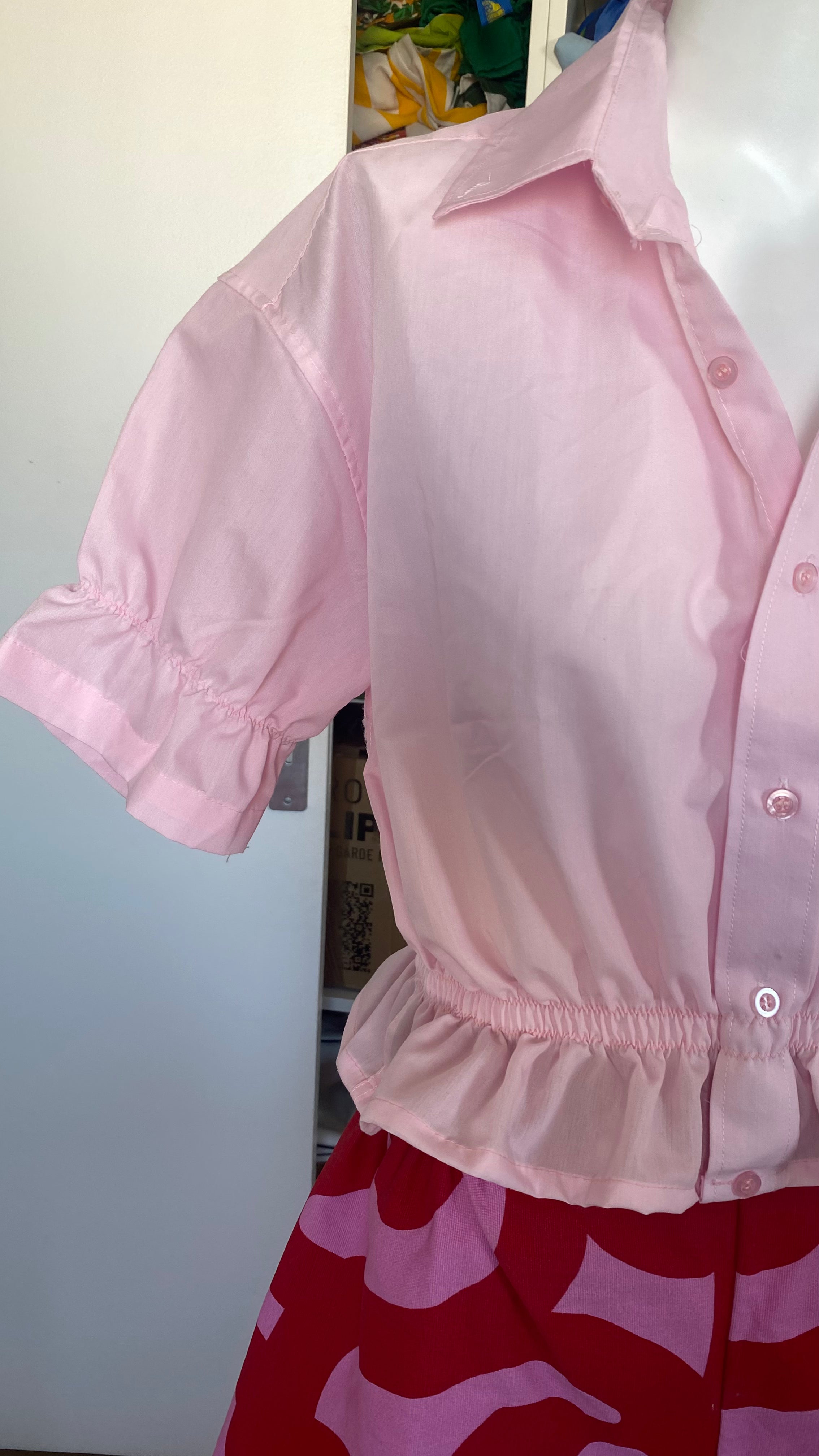Intemporelle • T.32 à 36 • Chemise crop rose pastel