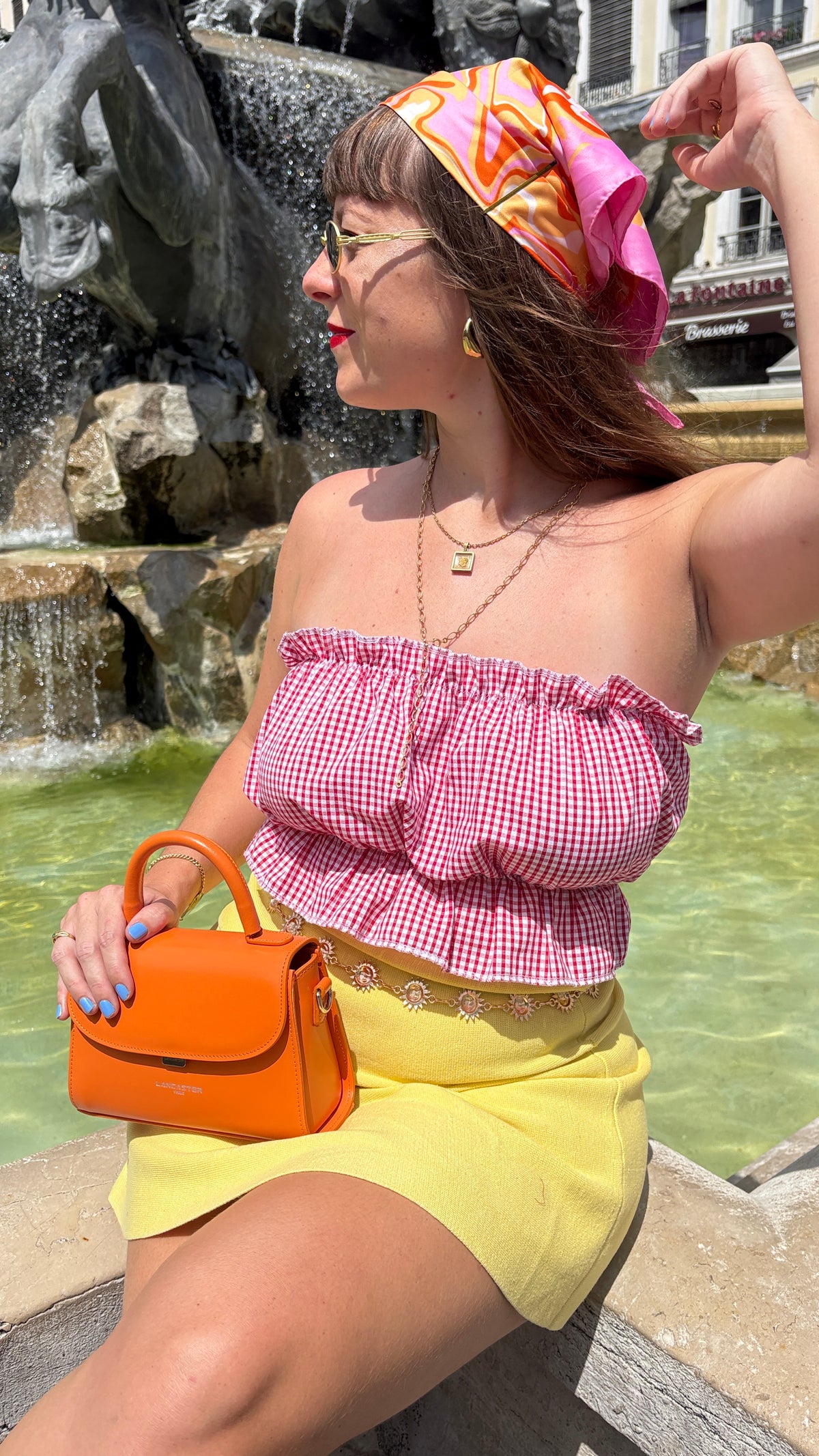 P'tis Ôh • T.XS/S au XL • Haut bandeau à froufrou vichy rouge et blanc