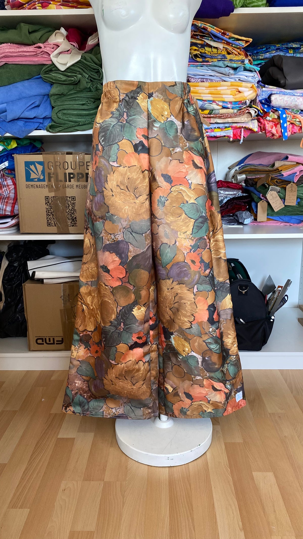 Pants • Taille L • Pantalon upcyclé épais floral