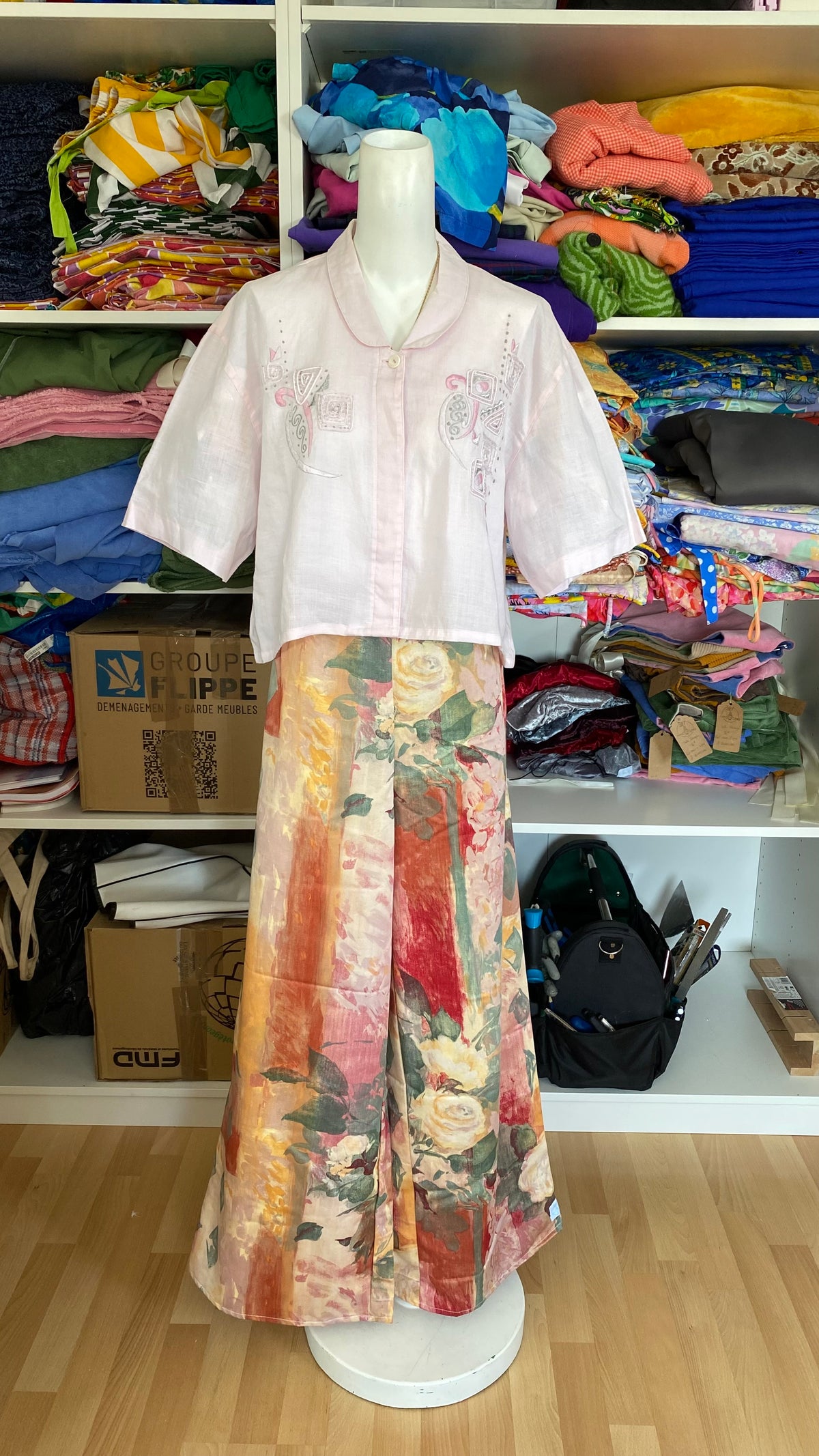 Pants • Taille L • Pantalon upcyclé épais à motifs