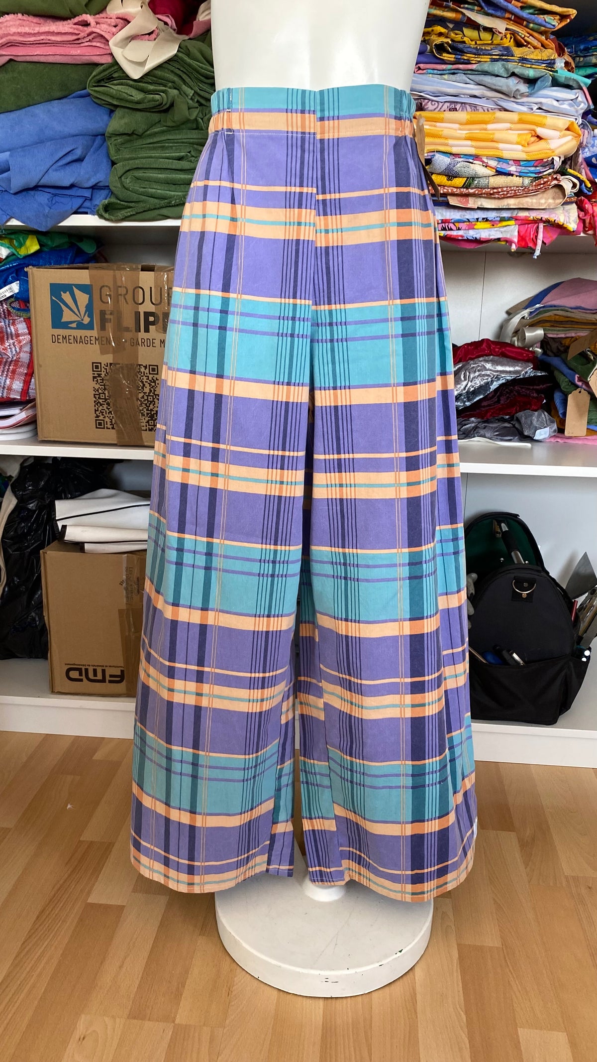 Pants • Taille L • Pantalon upcyclé tons vert violet orange