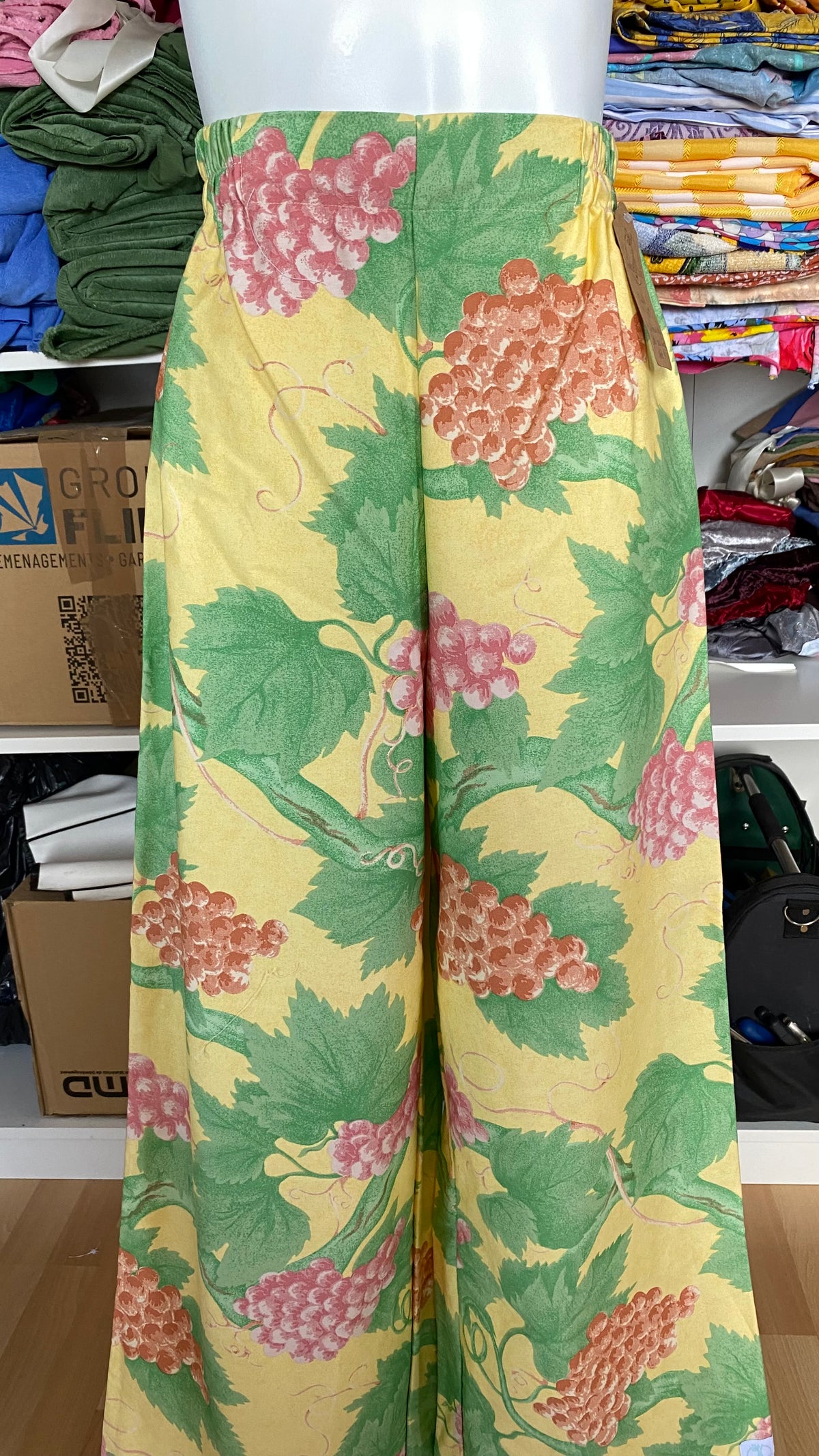 Pants • Taille XS/S • Pantalon upcyclé jaune à motifs