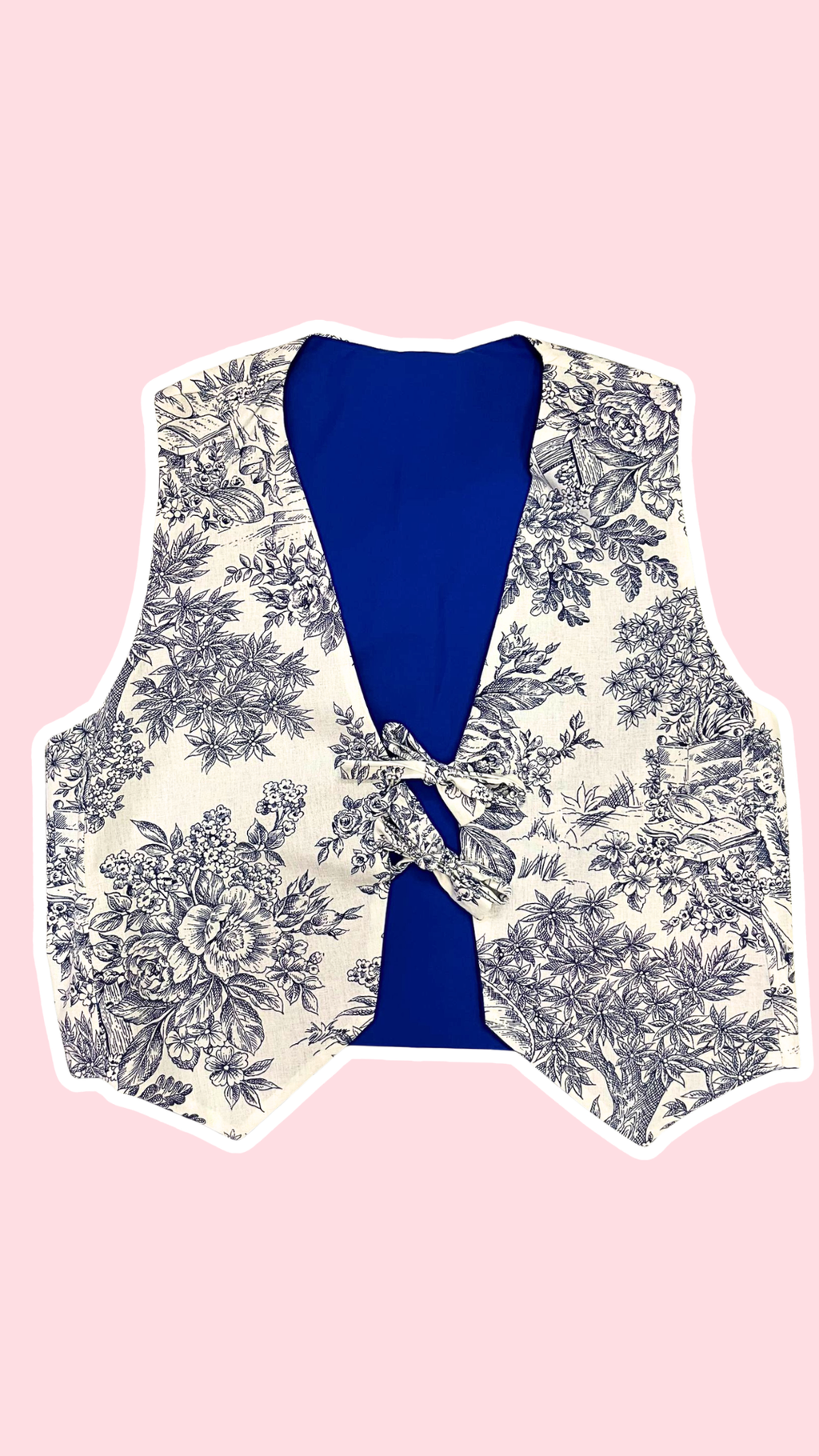 Veston réversible  • Taille unique • Veston motif toile de jouy bleue