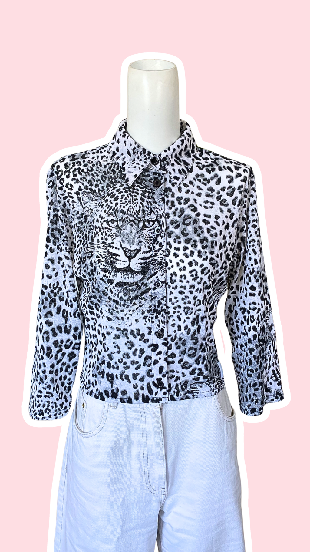 Cropped manches longues • T. 34 à 38 • Chemise crop top léopard gris