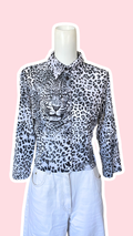 Cropped manches longues • T. 34 à 38 • Chemise crop top léopard gris
