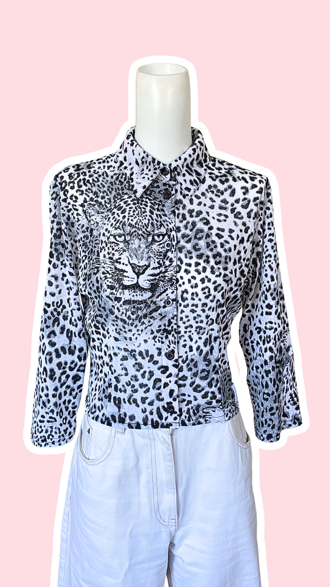 Cropped manches longues • T. 34 à 38 • Chemise crop top léopard gris