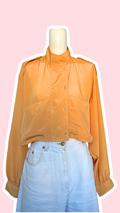 Chemise cropped manches longues • T.36 à 42 • Chemise upcyclée manches longues col montant
