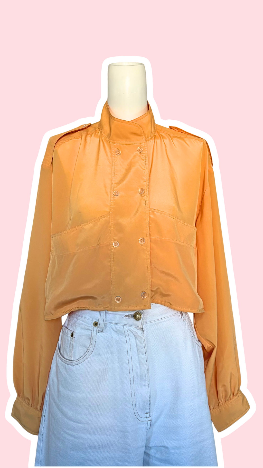 Chemise cropped manches longues • T.36 à 42 • Chemise upcyclée manches longues col montant