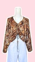 Monarque • T. 38 44 • Chemise/top papillon motif zèbre marron